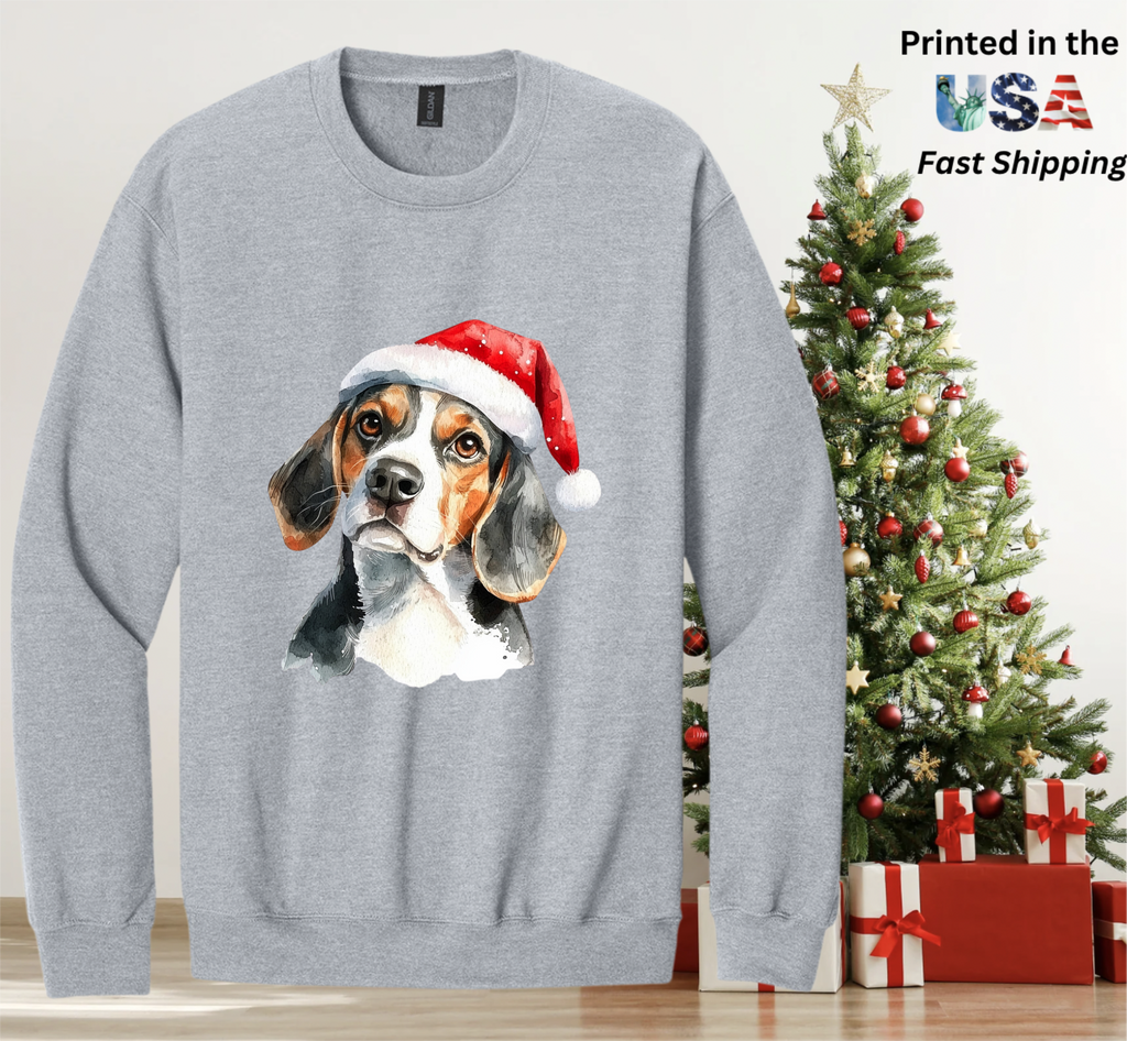 Santapaws Christmas Crewneck Sweatshirt - High Quality Printed in USA - 50/50 Cotton Polyester Blend