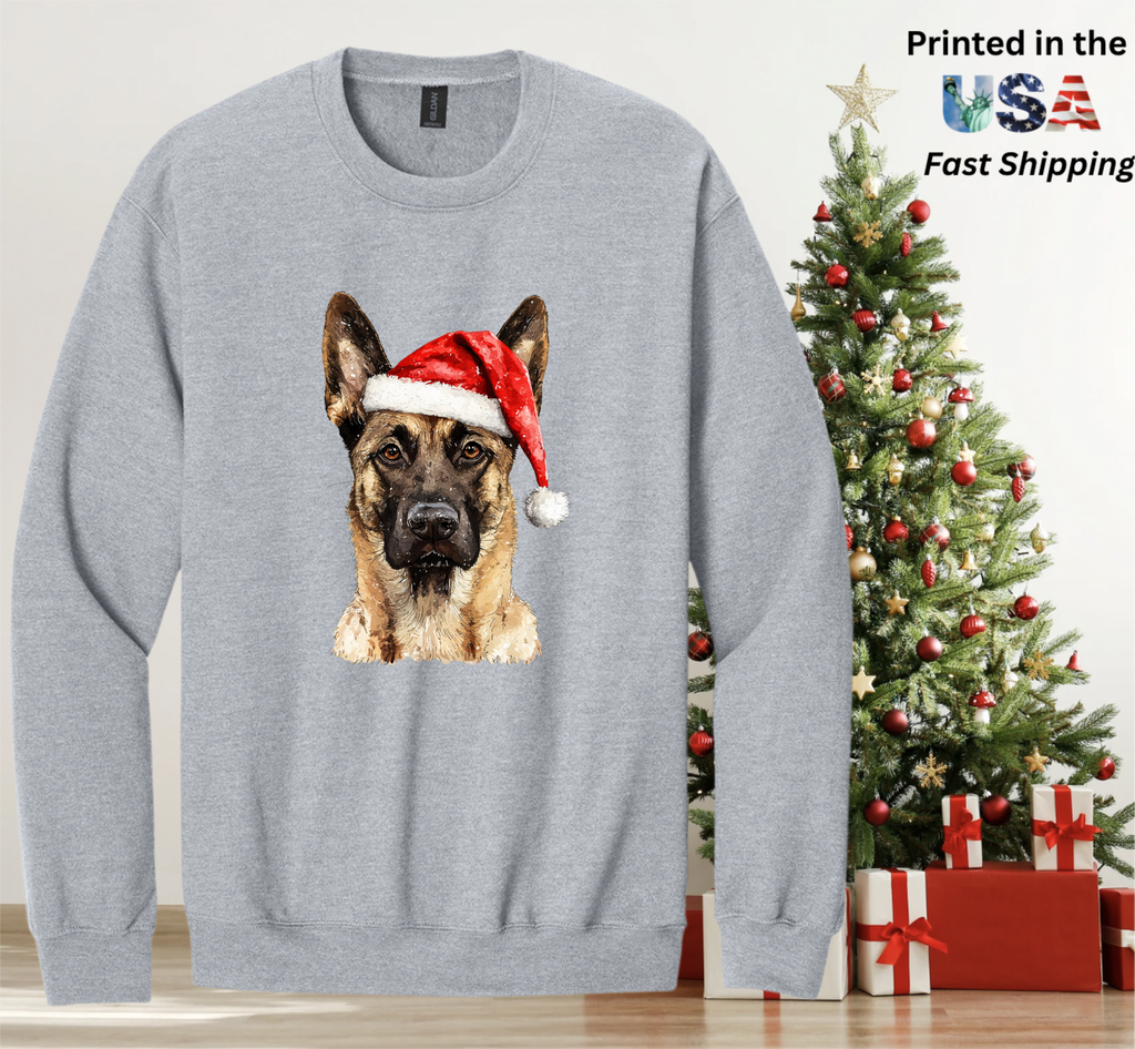 Santapaws Christmas Crewneck Sweatshirt - High Quality Printed in USA - 50/50 Cotton Polyester Blend