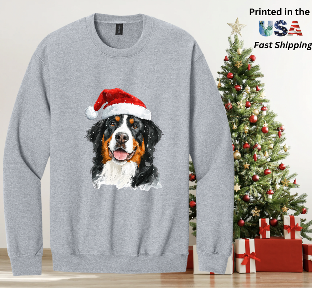 Santapaws Christmas Crewneck Sweatshirt - High Quality Printed in USA - 50/50 Cotton Polyester Blend