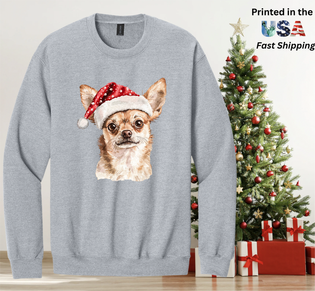 Santapaws Christmas Crewneck Sweatshirt - High Quality Printed in USA - 50/50 Cotton Polyester Blend
