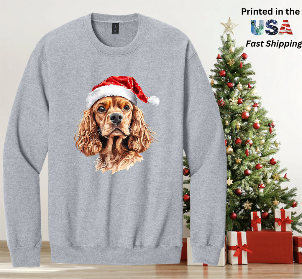 Santapaws Christmas Crewneck Sweatshirt - High Quality Printed in USA - 50/50 Cotton Polyester Blend