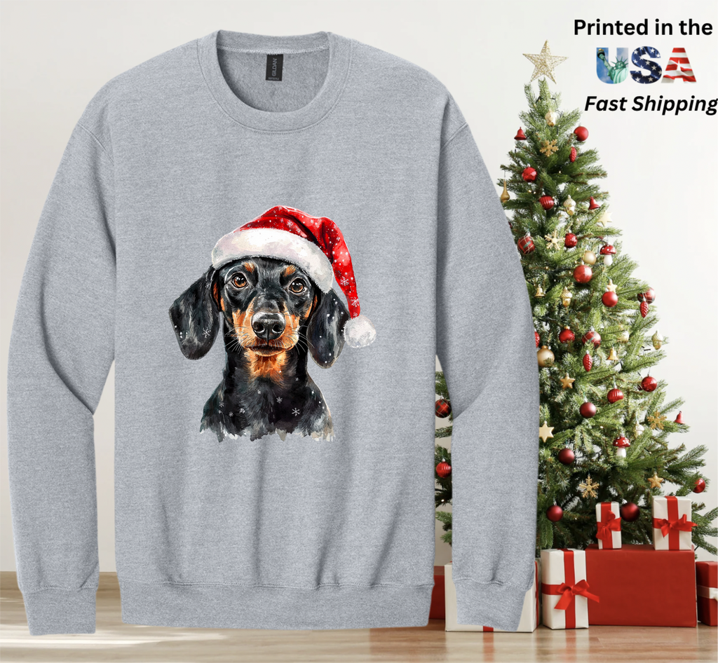Santapaws Christmas Crewneck Sweatshirt - High Quality Printed in USA - 50/50 Cotton Polyester Blend