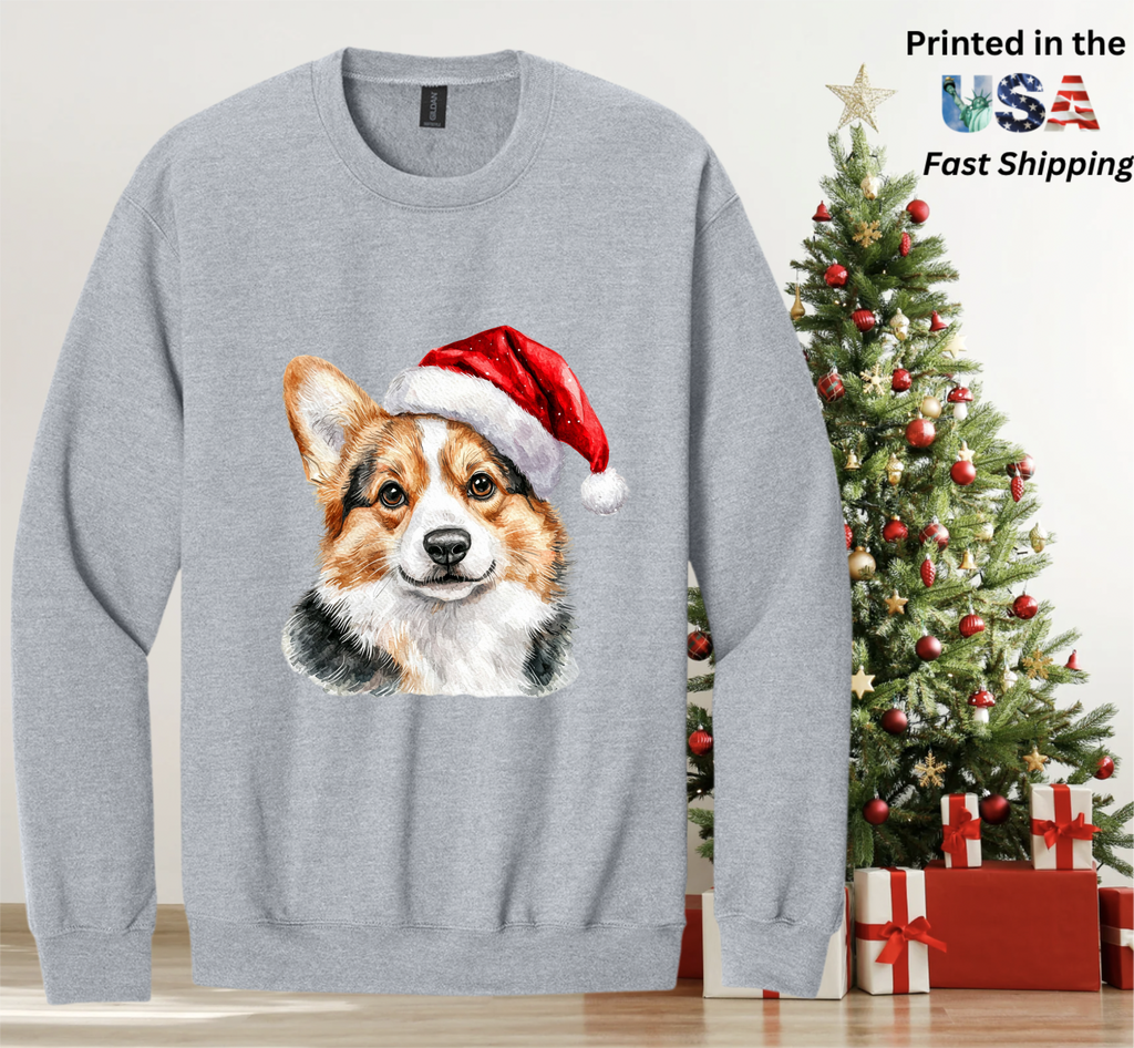 Santapaws Christmas Crewneck Sweatshirt - High Quality Printed in USA - 50/50 Cotton Polyester Blend