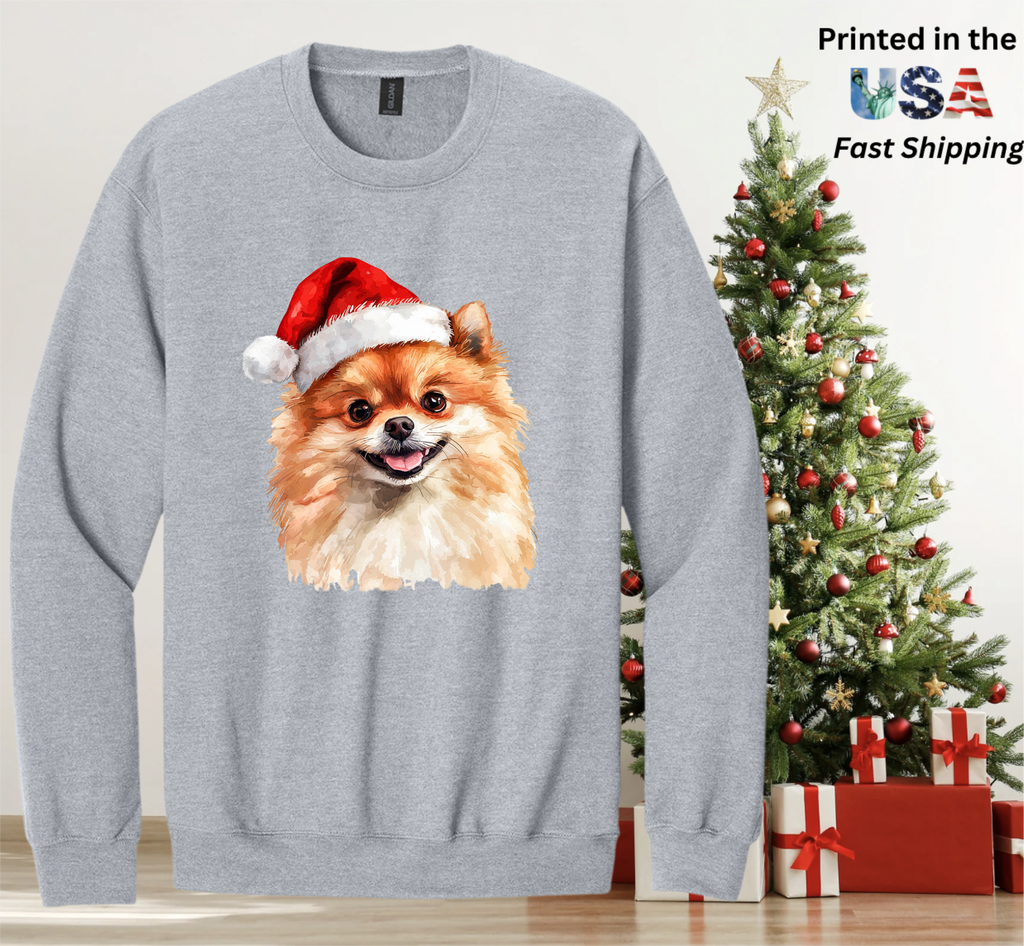 Santapaws Christmas Crewneck Sweatshirt - High Quality Printed in USA - 50/50 Cotton Polyester Blend
