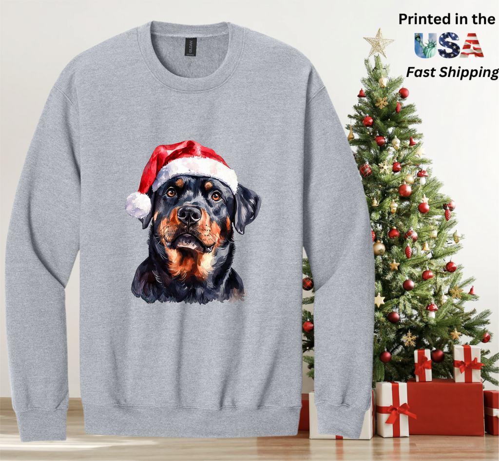 Santapaws Christmas Crewneck Sweatshirt - High Quality Printed in USA - 50/50 Cotton Polyester Blend