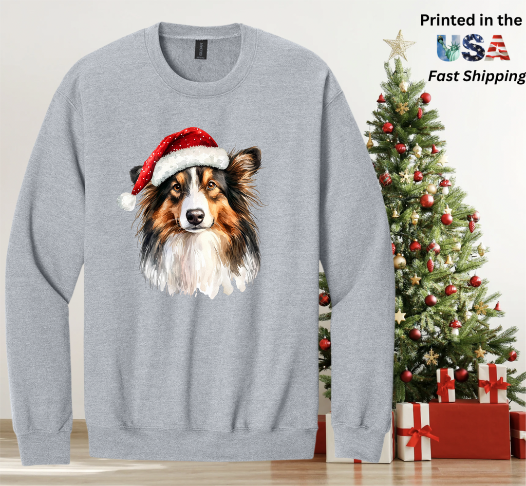 Santapaws Christmas Crewneck Sweatshirt - High Quality Printed in USA - 50/50 Cotton Polyester Blend