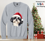 Santapaws Christmas Crewneck Sweatshirt - High Quality Printed in USA - 50/50 Cotton Polyester Blend