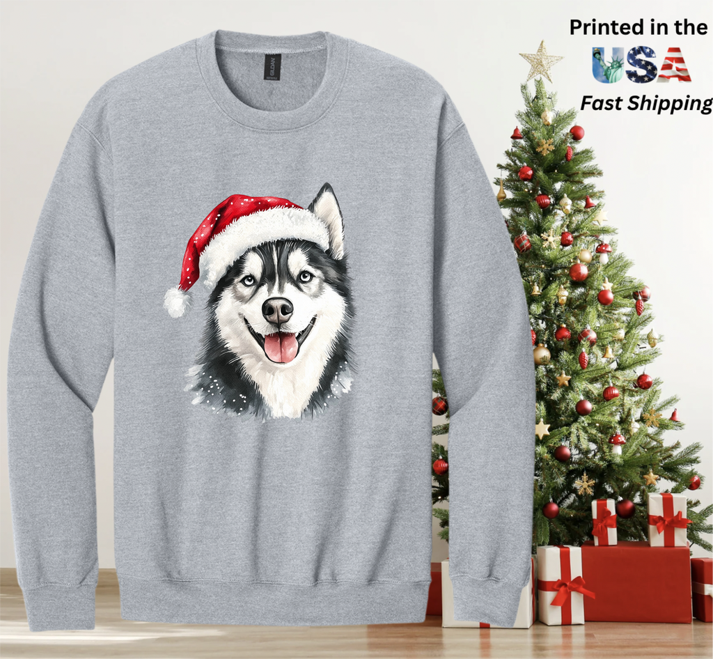 Santapaws Christmas Crewneck Sweatshirt - High Quality Printed in USA - 50/50 Cotton Polyester Blend